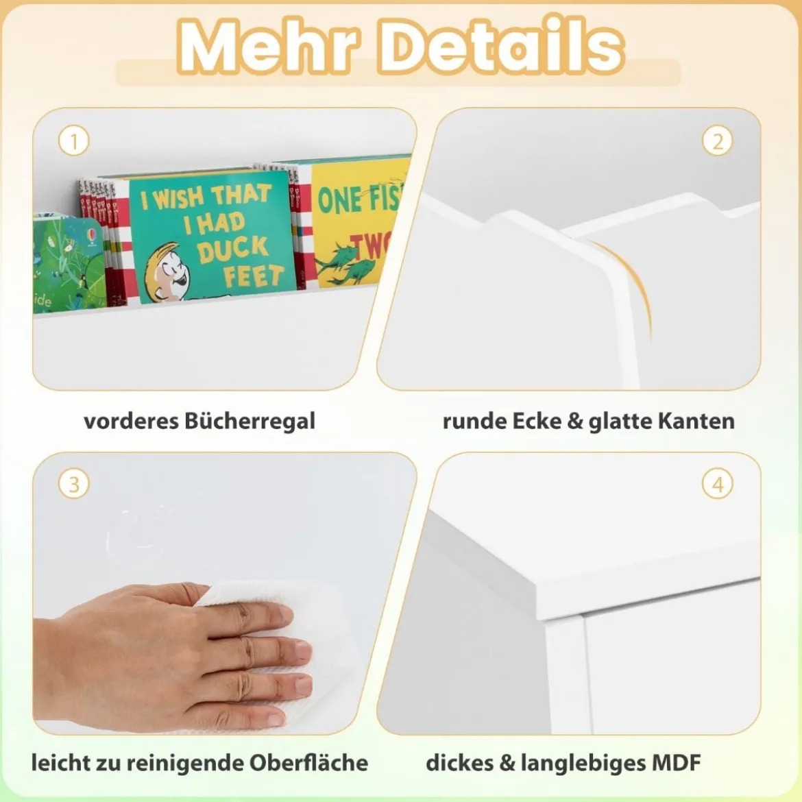 Spielzeugtruhe für Kinder Kindertruhe Holz mit Bücherregal & Deckel 60 x 48 x 46,5 cm Weiß