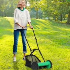 Spindelmäher Handgeführter Rasenmäher mit 30 cm Schnittbreite 18,5 Liter Fangkorb Grün