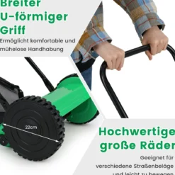 Spindelmäher Handgeführter Rasenmäher mit 30 cm Schnittbreite 18,5 Liter Fangkorb Grün