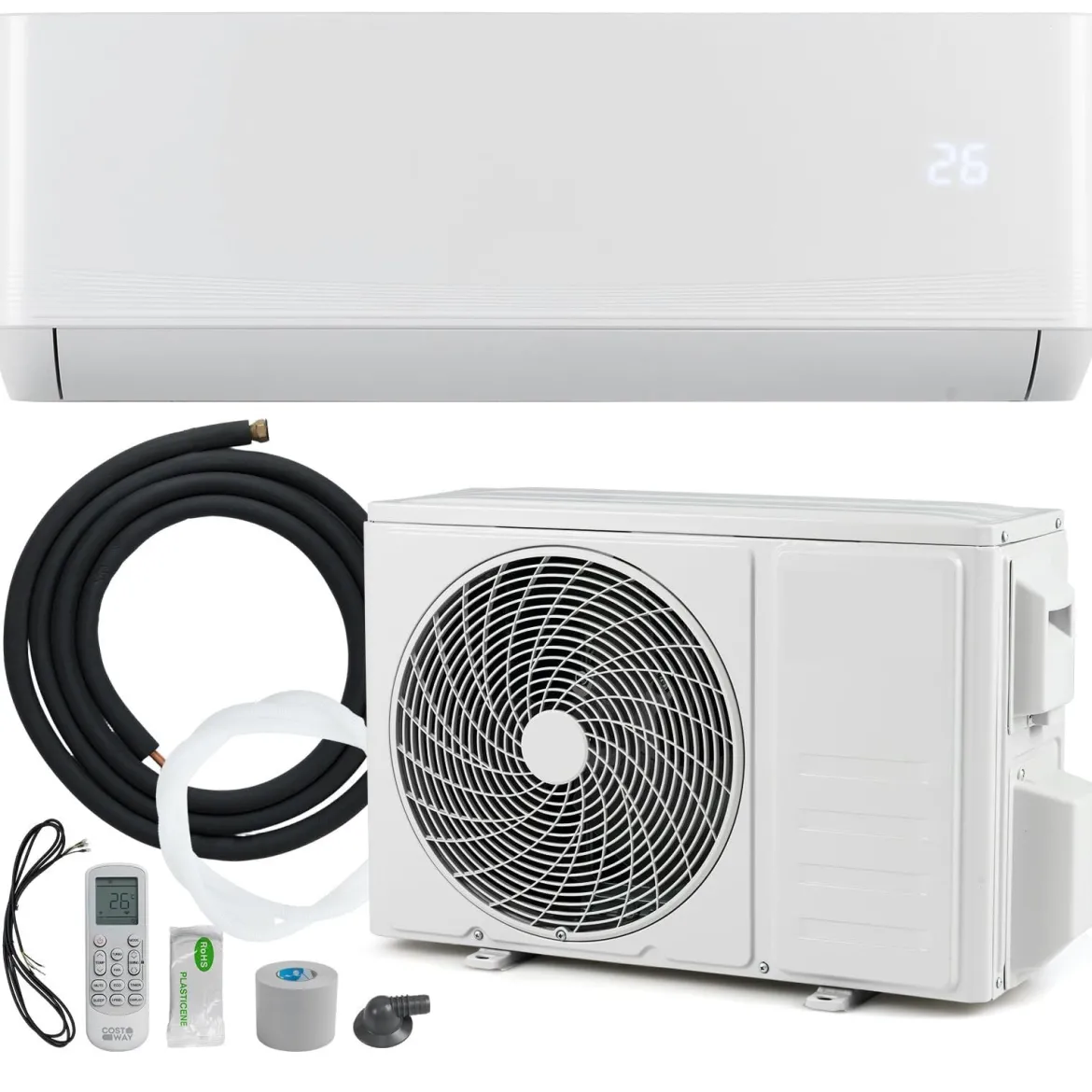 Split Klimaanlage 12000BTU Klimageräte mit Heizfunktion Kältemittel R32 Inkl. Montagematerial