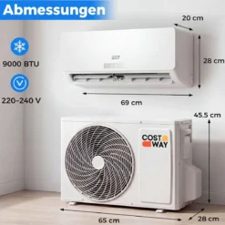 Split Klimaanlage 9000 BTU 3,4kW Inverter Klimagerät mit Heizfunktion Air Conditioner mit WiFi & App