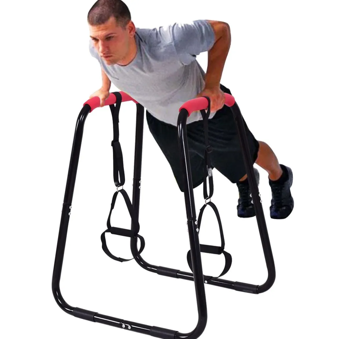 Sports Dip Station Fitness Parallettes Barren Einstellbarer Dip Stand 83 x 69 x 95 cm Schwarz