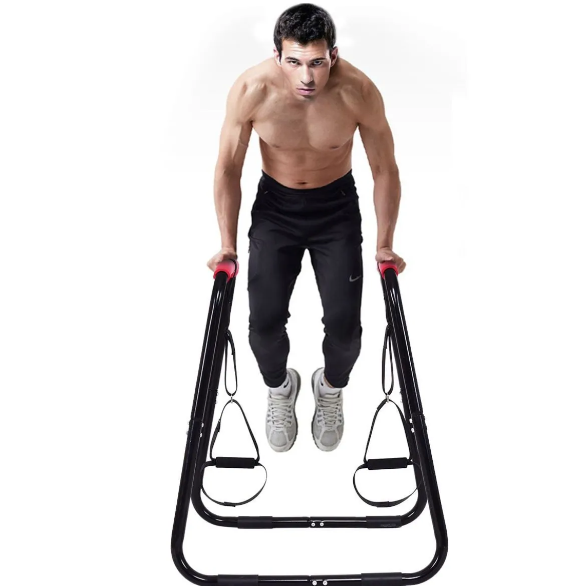 Sports Dip Station Fitness Parallettes Barren Einstellbarer Dip Stand 83 x 69 x 95 cm Schwarz