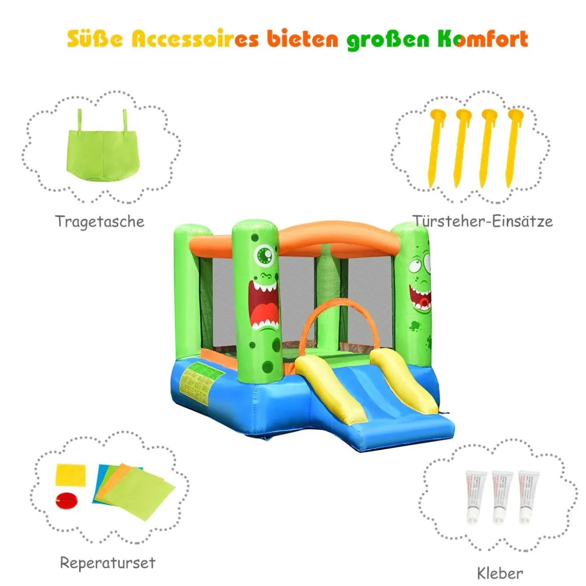 Springburg aufblasbare Hüpfburg mit 480W Gebläse 270cm x 203cm x 173cm