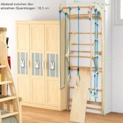Sprossenwand Turnwand Kletterwand 100KG inkl. Montagematerial Holz 80 x 58,5 x 220 cm