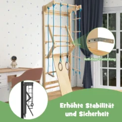 Sprossenwand Turnwand Kletterwand 100KG inkl. Montagematerial Holz 80 x 58,5 x 220 cm
