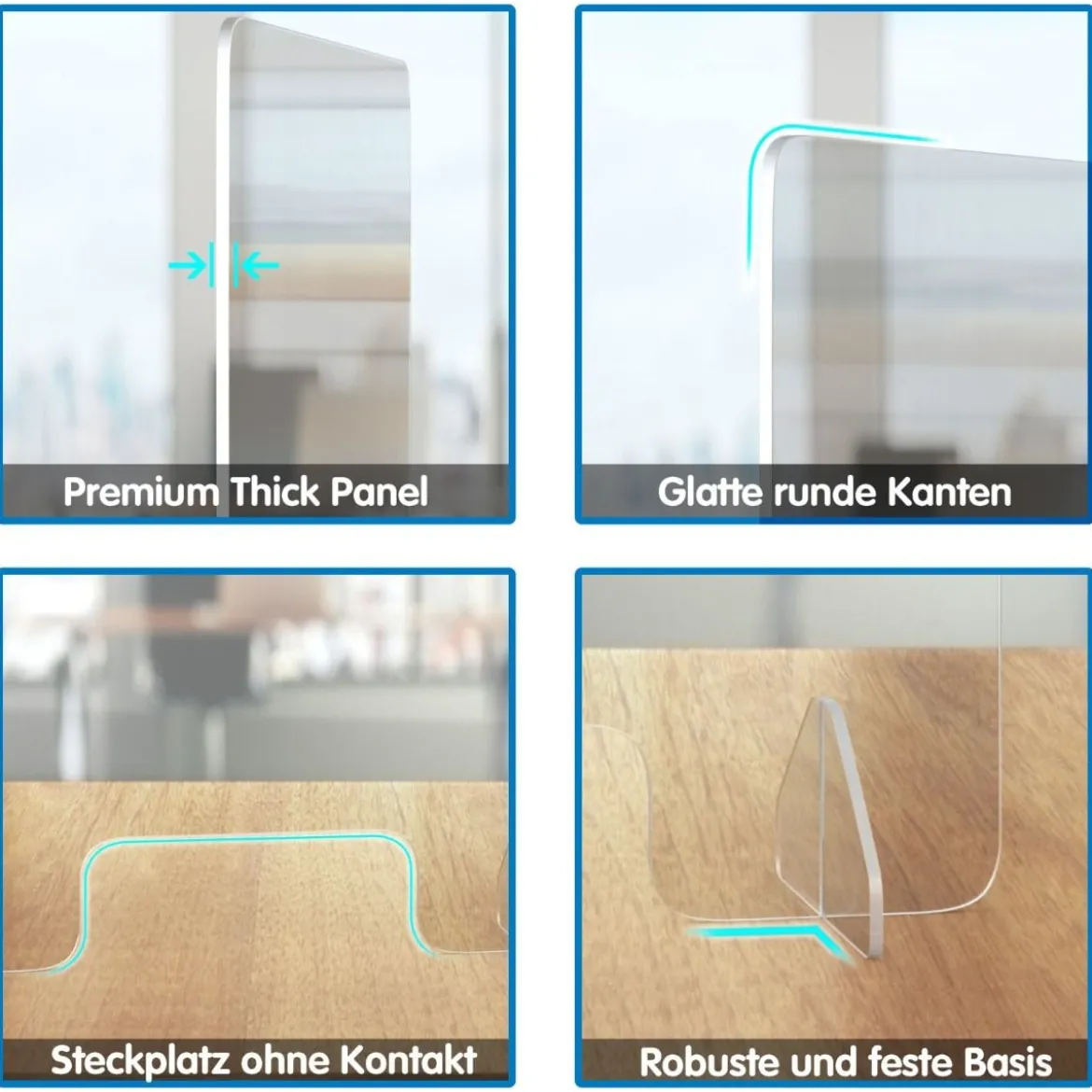 Spuckschutz Plexiglas Thekenaufsatz Acrylglas Schutzwand Hustenschutzschild Transparent