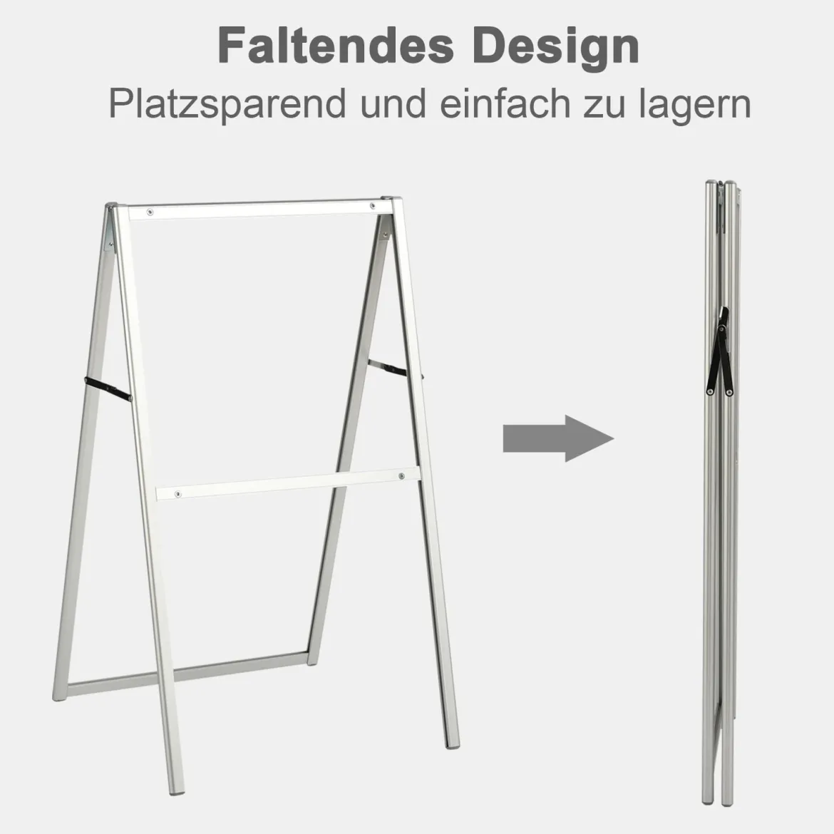 Stabiler doppelseitiger Schildständer mit A-förmigem Rahmen Plakatständer für 60 x 90 cm Poster Silber
