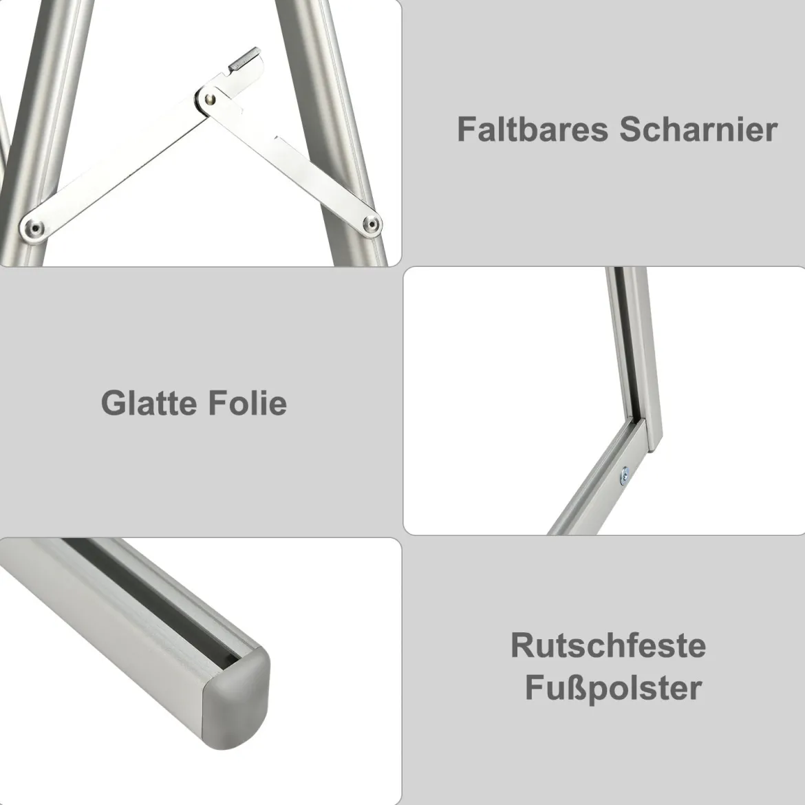 Stabiler doppelseitiger Schildständer mit A-förmigem Rahmen Plakatständer für 60 x 90 cm Poster Silber
