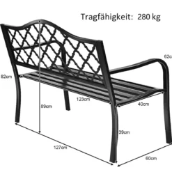 Stahl-Gartenbank Terrassenbank Gartenmöbel geeignet für Rasen Terrasse Veranda Hof