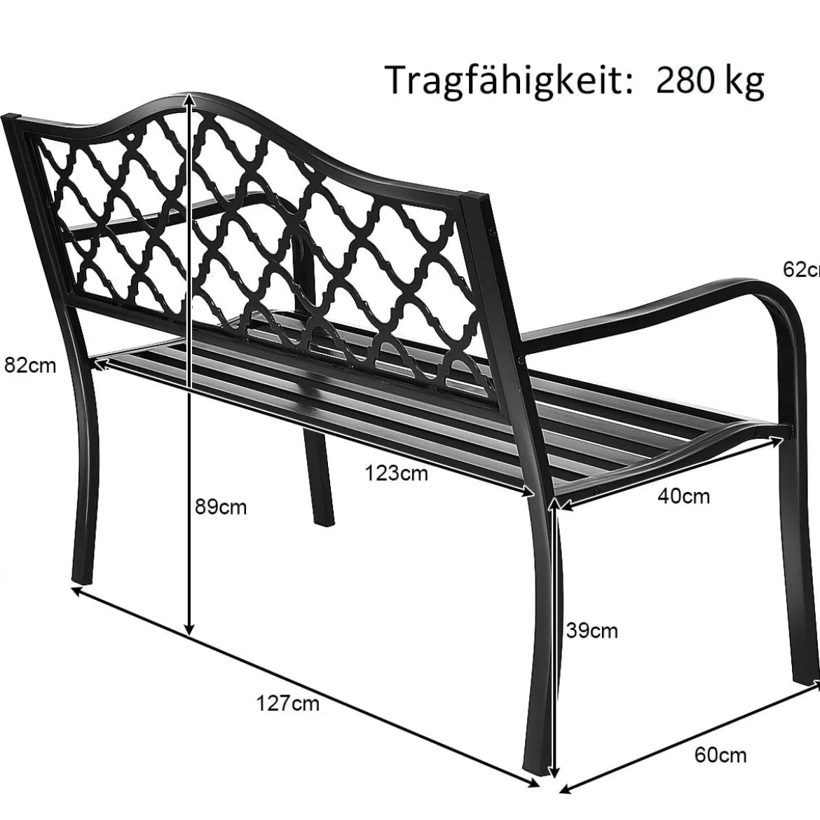 Stahl-Gartenbank Terrassenbank Gartenmöbel geeignet für Rasen Terrasse Veranda Hof