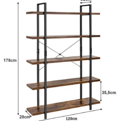 Standregal Leiterregal 5 Ebenen Lagerregal Blumenständer Bücherregal Anstellregal Braun 120 x 28 x 178 cm