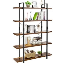 Standregal Leiterregal 5 Ebenen Lagerregal Blumenständer Bücherregal Anstellregal Braun 120 x 28 x 178 cm