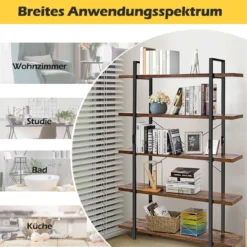 Standregal Leiterregal 5 Ebenen Lagerregal Blumenständer Bücherregal Anstellregal Braun 120 x 28 x 178 cm