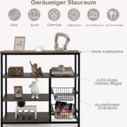 Standregal mit 2 Drahtkörben massiver Stahlrahmen praktisches Lagerregal für Gewürzgläser