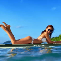 Stand Up Board Set Aufblasbares Paddelbrett Surfboard Grün 335 x 76 x 15 cm