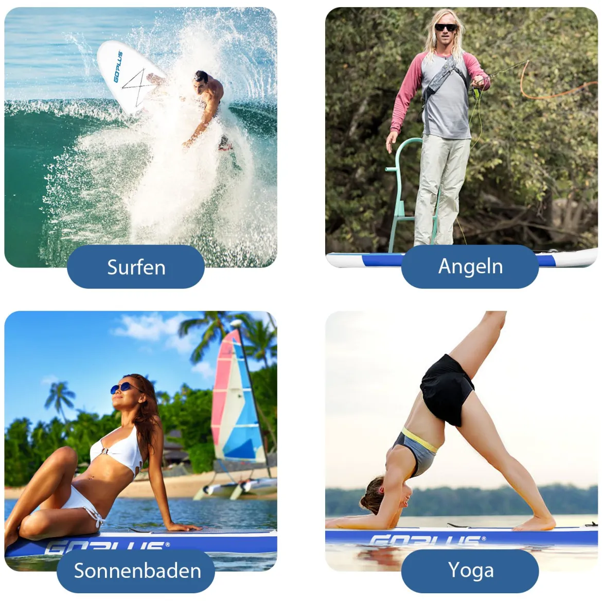Stand Up Paddle Board Aufblasbares SUP Board mit Premium-Zubehör 335 x 76 x 15 cm Blau + Weiß