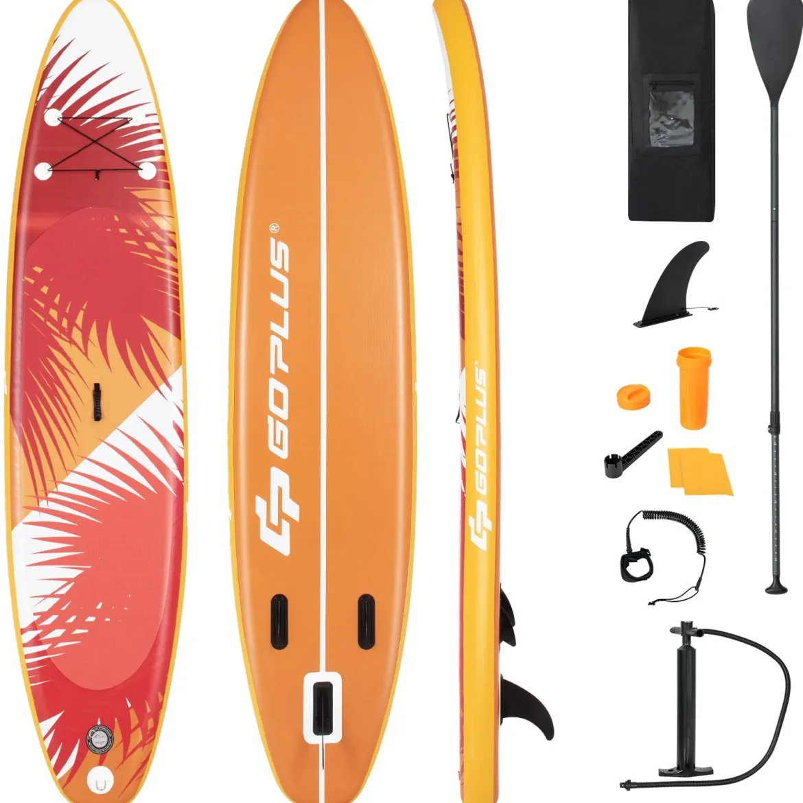 Stand Up Paddle Board tragbares Surfbrett Aufblasbar 320 x 76 x 15 cm Orange