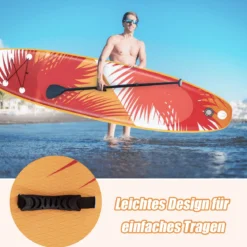 Stand Up Paddle Board tragbares Surfbrett Aufblasbar 320 x 76 x 15 cm Orange