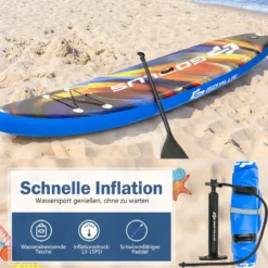 Stand Up Paddling Board Rucksack Pumpe verstellbares Paddel Sicherheitsleine Bungee-Seil und Reparaturset Blau