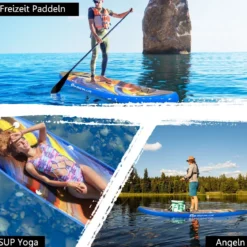 Stand Up Paddling Board Rucksack Pumpe verstellbares Paddel Sicherheitsleine Bungee-Seil und Reparaturset Blau