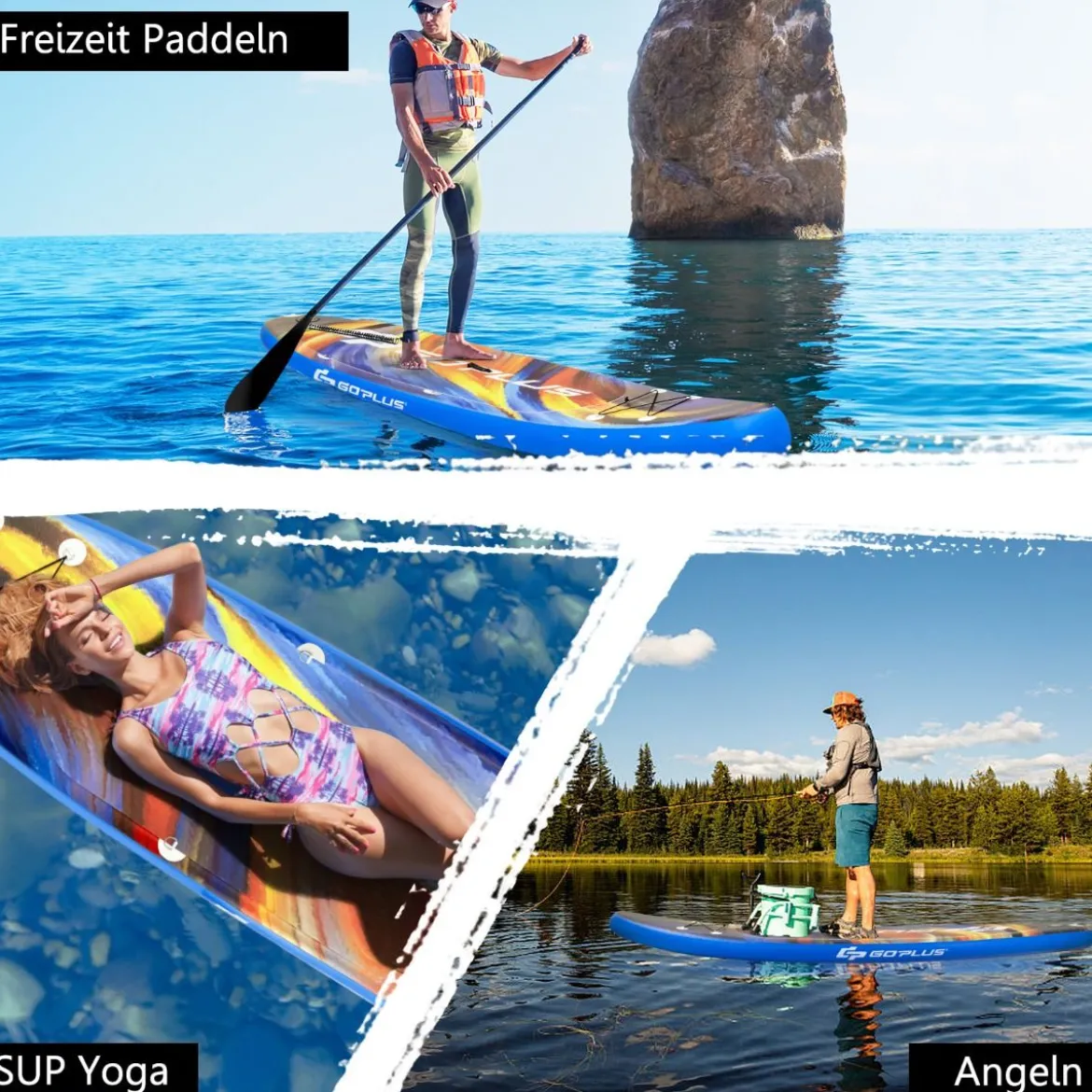 Stand Up Paddling Board Rucksack Pumpe verstellbares Paddel Sicherheitsleine Bungee-Seil und Reparaturset Blau