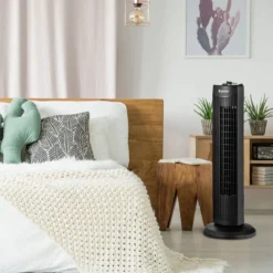 Standventilator schlank & kompakter Turmventilator Säulenventilator 70cm hoch mit 45 Nennleistung im eleganten Schwarz