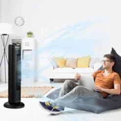 Standventilator schlank & kompakter Turmventilator Säulenventilator 70cm hoch mit 45 Nennleistung im eleganten Schwarz