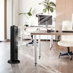 Standventilator schlank & kompakter Turmventilator Säulenventilator 70cm hoch mit 45 Nennleistung im eleganten Schwarz