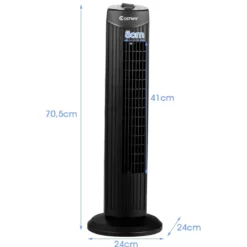 Standventilator schlank & kompakter Turmventilator Säulenventilator 70cm hoch mit 45 Nennleistung im eleganten Schwarz