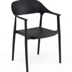 Stapelbare Esszimmerstühle bis 150 kg Belastbar Küchenstuhl aus Kunststoff Stapelstühle Schwarz