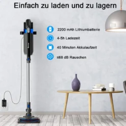 Staubsauger kabellos ultraleicht 6-in-1 Handstaubsauger hohe Saugkraft mit Lithium-Akku Blau