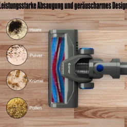 Staubsauger kabellos ultraleicht 6-in-1 Handstaubsauger hohe Saugkraft mit Lithium-Akku Blau