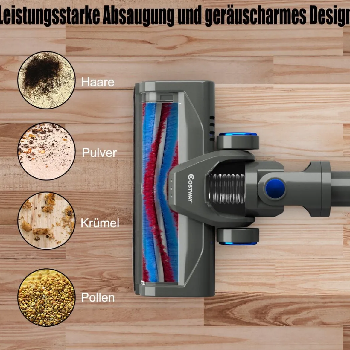 Staubsauger kabellos ultraleicht 6-in-1 Handstaubsauger hohe Saugkraft mit Lithium-Akku Blau