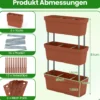 6 Stück Blumenkästen mit Drainagesystem Pflanzkästen Vertikales Hochbeet Pflanzkübel Braun