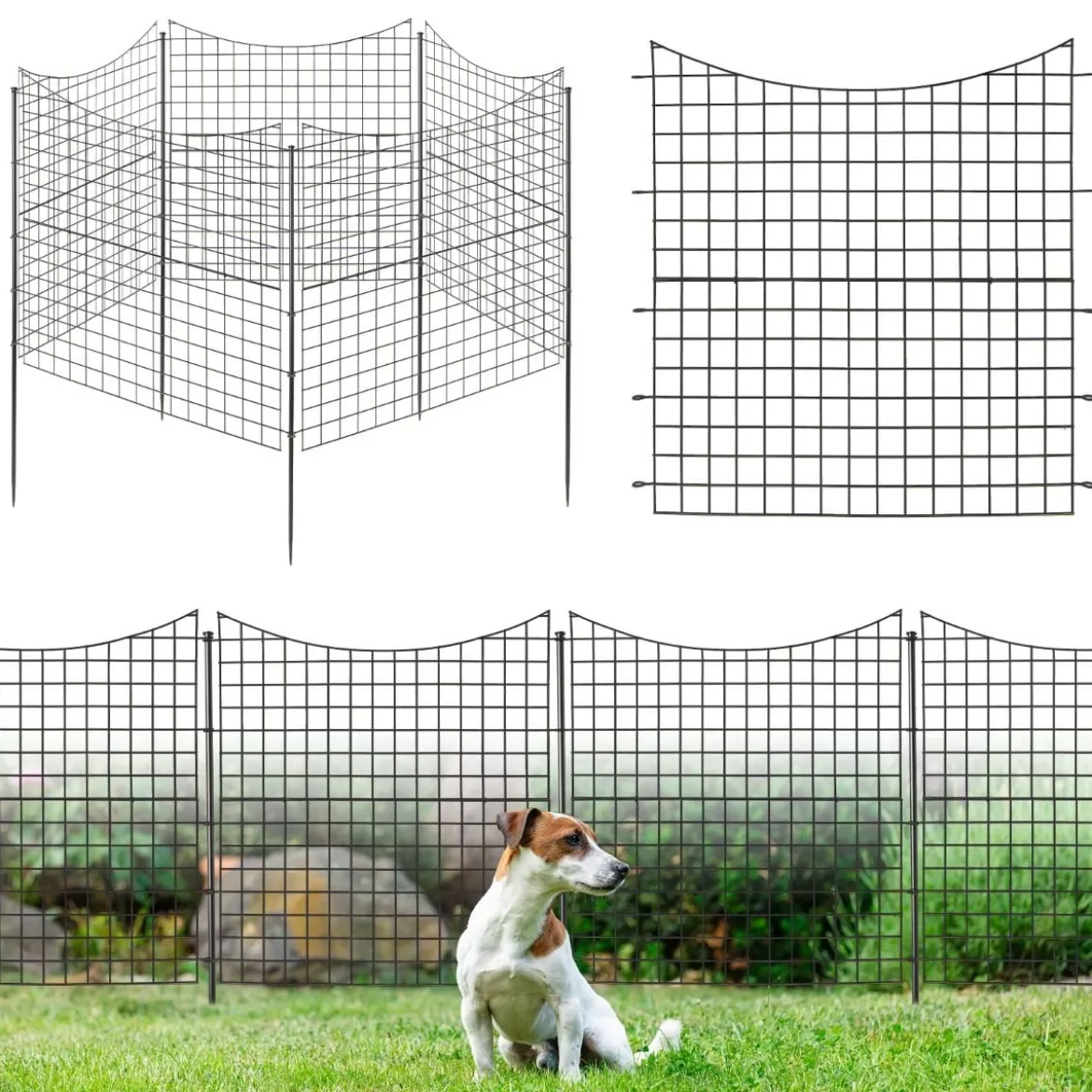 5 Stück Dekorativer Gartenzaun aus Metall Landschaftszaun 98 cm Hoch Schwarz