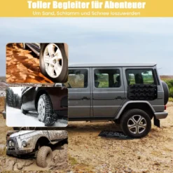 2 Stücke Anfahrhilfe Sandbleche Offroad Reifenleiter für Sand/Schlamm/Schnee 10 Tonnen Schwarz