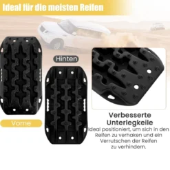 2 Stücke Anfahrhilfe Sandbleche Offroad Reifenleiter für Sand/Schlamm/Schnee 10 Tonnen Schwarz