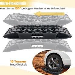 2 Stücke Anfahrhilfe Sandbleche Offroad Reifenleiter für Sand/Schlamm/Schnee 10 Tonnen Schwarz