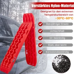 2 Stücke Anfahrhilfe Sandbleche Offroad Reifenleiter für Sand/Schlamm/Schnee 107 x 31 x 7 cm Rot
