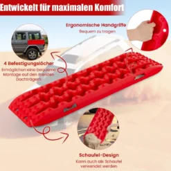 2 Stücke Anfahrhilfe Sandbleche Offroad Reifenleiter für Sand/Schlamm/Schnee 107 x 31 x 7 cm Rot