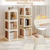 3-stöckiger Bücherregal 360° drehbares Standregal mit rutschfesten Fußpolster klappbares Aufbewahrungsregal Weiß