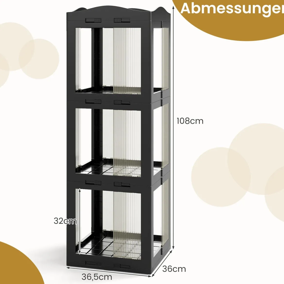 3-stöckiger Bücherregal 360° drehbares Standregal mit rutschfesten Fußpolster klappbares Aufbewahrungsregal Schwarz