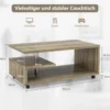 3-stöckiger Couchtisch moderner Konsolentisch mit 4 Rollen Beistelltisch mit Aufbewahrungsregal Braun