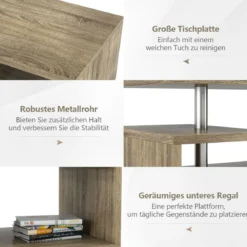 3-stöckiger Couchtisch moderner Konsolentisch mit 4 Rollen Beistelltisch mit Aufbewahrungsregal Braun
