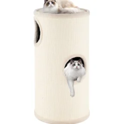 4-stöckiger Katzenkratzbaum Mehrstöckiges Katzenhaus mit Sisal-Kratzbrett Kuscheligem Schlafplatz Beige
