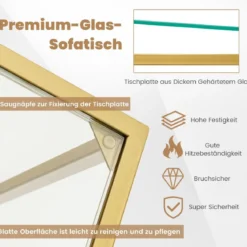 3-Stöckiger Konsolentisch aus Glas Glastisch mit Ablage 130 x 30 x 73 cm Gold