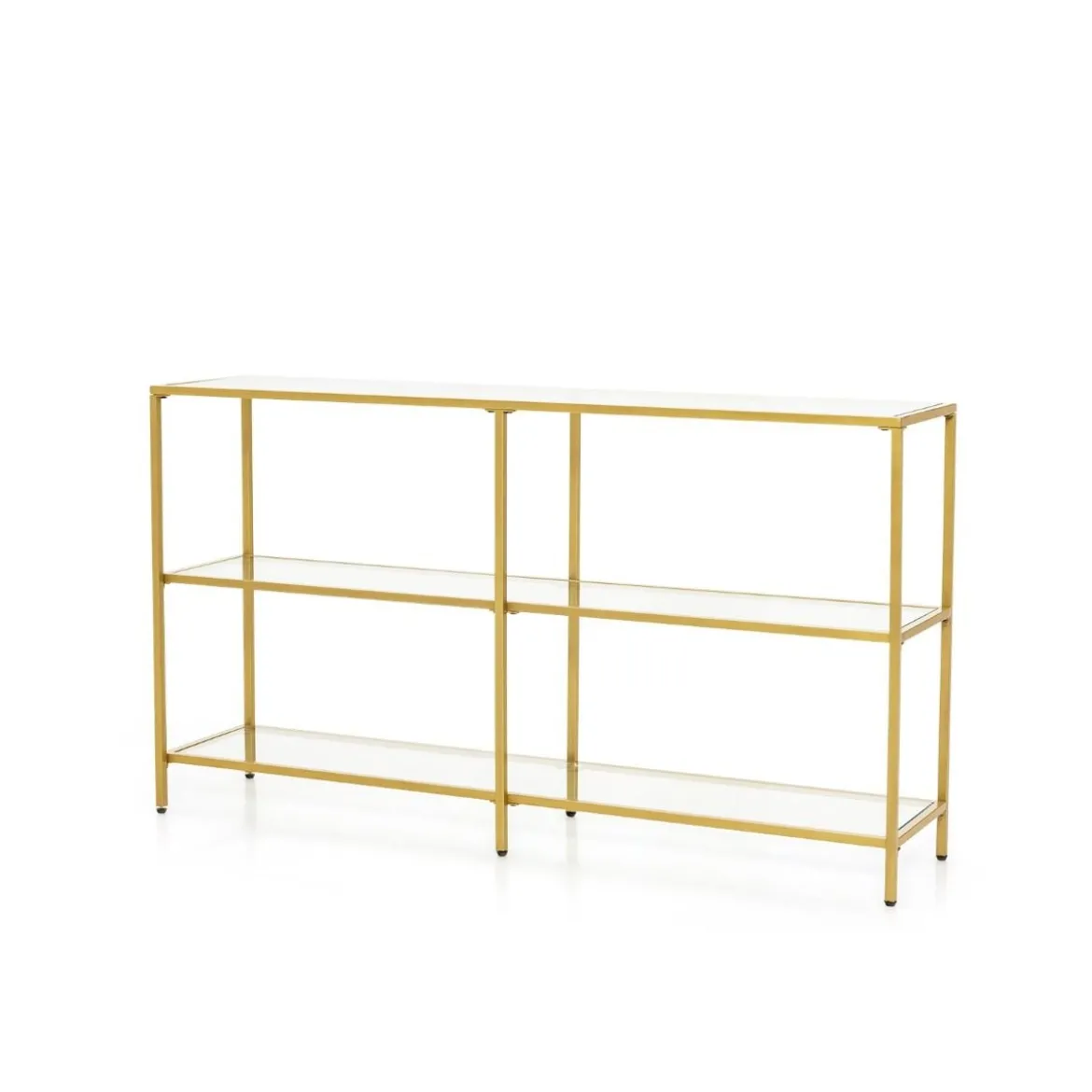 3-Stöckiger Konsolentisch aus Glas Glastisch mit Ablage 130 x 30 x 73 cm Gold