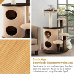 6-Stöckiger Kratzbaum Katzenbaum mit Sisalpfosten für Ruhe und Spaß für Kätzchen Kaffee