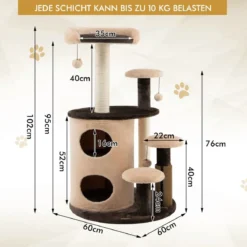 6-Stöckiger Kratzbaum Katzenbaum mit Sisalpfosten für Ruhe und Spaß für Kätzchen Kaffee